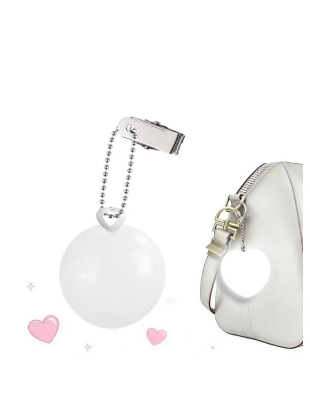 Heart Shaped Purse Light LED Handbag Lamp Clip On Keychain Accessory